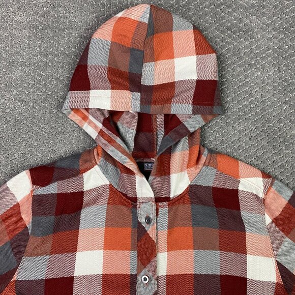 Outdoor Research Womens Feedback Flannel Hoody Shirt Jacket Shacket Small Plaid - Picture 2 of 14